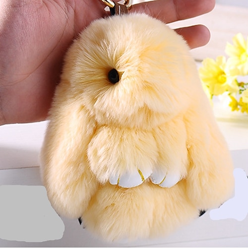 

Bunny Keychain Cute Rex Rabbit Faux Fur Keychain Car Handbag Keyring