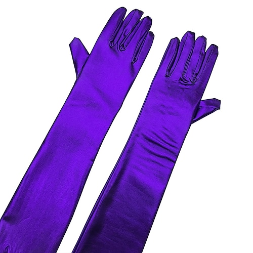 

Faux Leather Opera Length Glove Bridal Gloves With Rhinestone