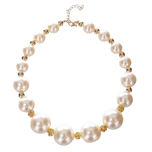 Women's Strands Necklace - Pearl Statement, Bridal White Necklace For Wedding, Party, Daily