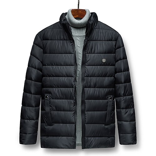

Men's Padded Daily Going out Regular Coat Jacket Long Sleeve Solid Colored Camo / Camouflage Blue Black Red