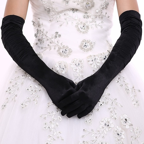 

Elastic Satin / Spandex Fabric Opera Length Glove Bridal Gloves / Party / Evening Gloves With Ruffles Wedding / Party Glove