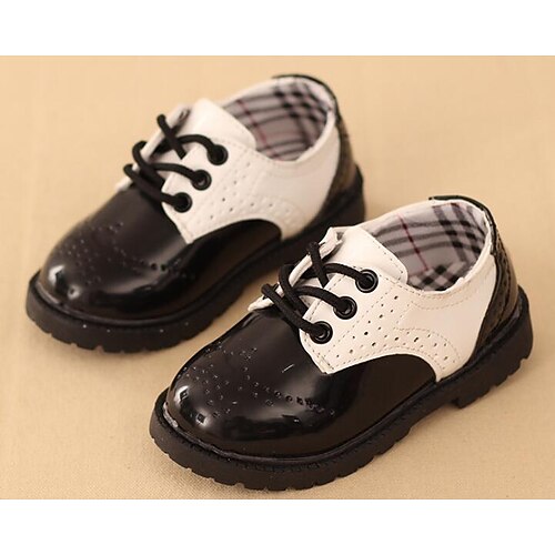 

Boys' Oxfords Comfort Leatherette Little Kids(4-7ys) Big Kids(7years ) Casual Walking Shoes Lace-up Black / White Black Spring