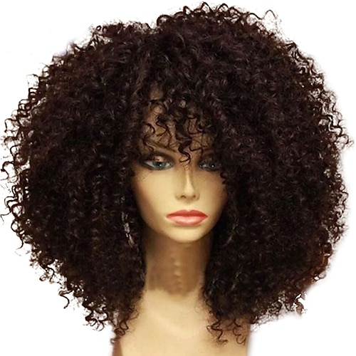 

Human Hair 13x4 Lace Front Wig Middle Part Brazilian Hair Curly Afro Curly Wig 130% 180% Density with Baby Hair Natural Hairline 100% Virgin Unprocessed Bleached Knots For Women's Short Medium Length