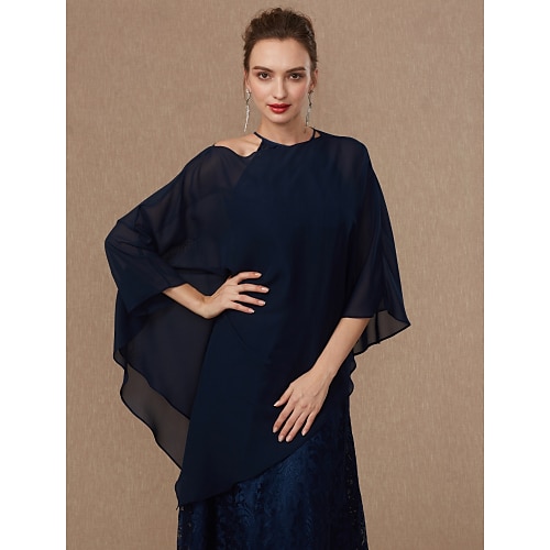 

Sleeveless Ponchos Chiffon Wedding / Party / Evening Women's Wrap With Draping / Solid