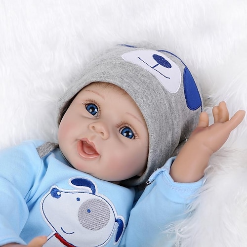 

22 inch Reborn Doll Baby Reborn Baby Doll lifelike Hand Made Non Toxic Lovely Parent-Child Interaction Cloth 3/4 Silicone Limbs and Cotton Filled Body 55cm with Clothes and Accessories for Girls