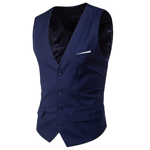 

Homme Manteau d'hiver Gilet Mariage Entreprise Casual Chic Printemps Style classique Polyester Couleur Pleine Col V Noir Vin Rouge bleu marine Bleu Roi Violet Gilet