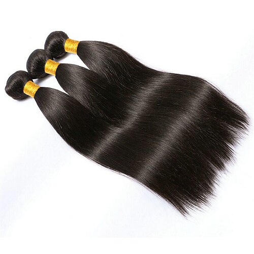 3 pakettia Hiuskudokset Brasilialainen Suora Ihmisen hiustenpidennykset Remy-hius 100 % Remy-hiuslisäkkeet 300 g Hiukset kutoo Aitohiuspidennykset 8-28 inch Luonnollinen väri Luonto musta Irtoaa