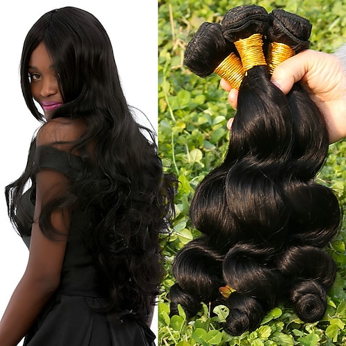 

4 Bundles Hair Weaves Brazilian Hair Loose Wave Human Hair Extensions Virgin Human Hair 400 g Natural Color Hair Weaves / Hair Bulk 8a / 10A