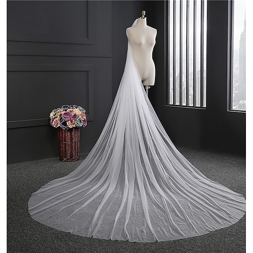 

One-tier Classical Wedding Veil Cathedral Veils with Fringe Tulle