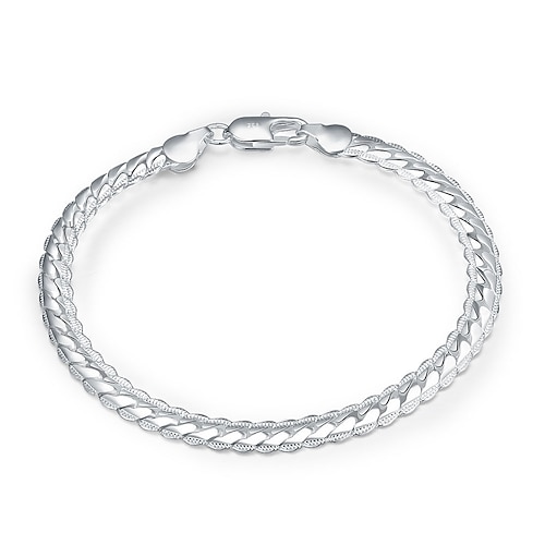 

Women's Men's Chain Bracelet Twisted Baht Chain Snake Basic Classic Silver Plated Bracelet Jewelry Silver / Gold For Daily Work
