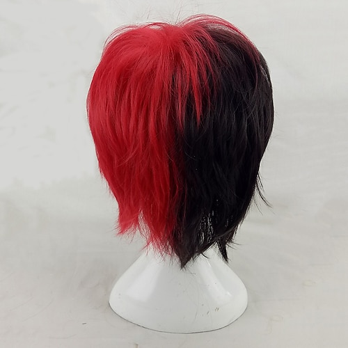 Synthetic Wig Curly Curly Layered Haircut Wig Short Black Rose Red Synthetic Hair Men S Natural Hairline Red Black Hairjoy 21 Us 16 49