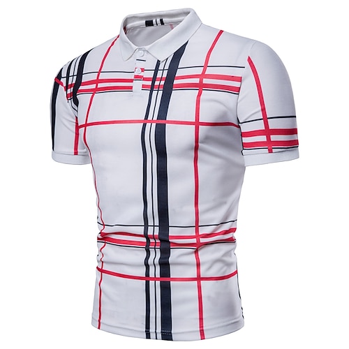 

Per uomo Polo Maglia da tennis Tennis Ufficio Attività commerciale Collo a polo a costine Classico Manica corta Geometrico Pulsante frontale Stampa Estate Standard Bianco Blu marino Grigio Polo