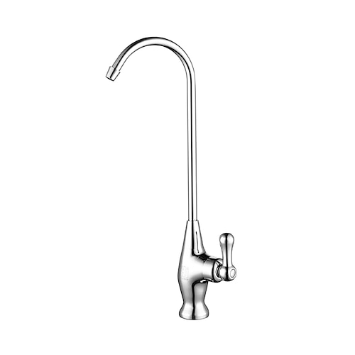 

All Copper Kitchen Faucet,Single Handle One Hole Chrome Tall ­High Arc Purified Water Vessel Contemporary Kitchen Taps with Hot and Cold Switch