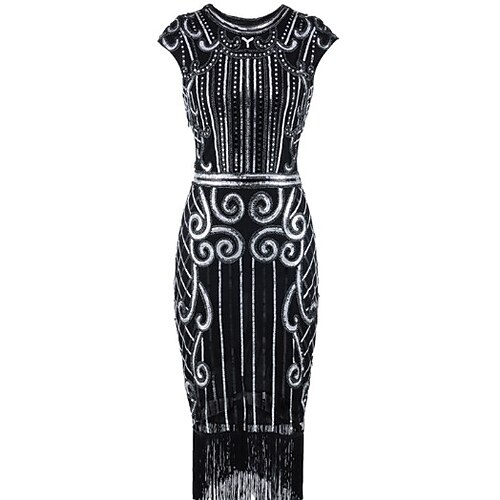 

The Great Gatsby Charleston Roaring 20s 1920s Cocktail Dress Vintage Dress Flapper Dress Halloween Costumes Prom Dresses Women's Sequins Costume Vintage Cosplay Party Homecoming Prom Sleeveless Tea