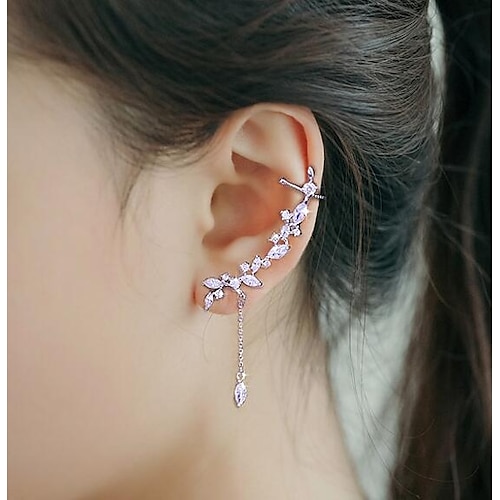 

Women's Cubic Zirconia Ear Cuff Ear Climbers Fashion Silver Plated Earrings Jewelry Silver For Party Wedding 1pc