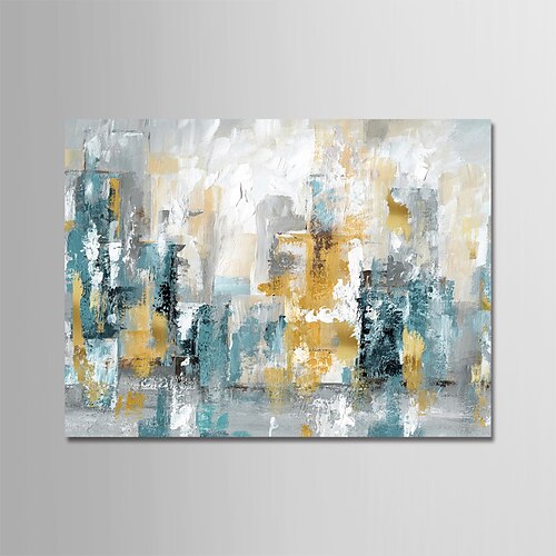 

Large Size Oil Painting 100% Handmade Hand Painted Wall Art On Canvas Golden Blue Abstract Urban Landscape Skyline Home Decoration Decor Rolled Canvas No Frame Unstretched