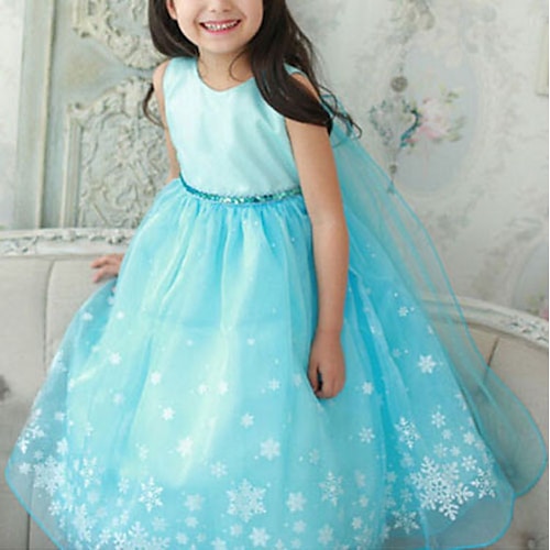 Kids Little Girls' Dress Floral Blue Short Sleeve Floral Dresses Summer