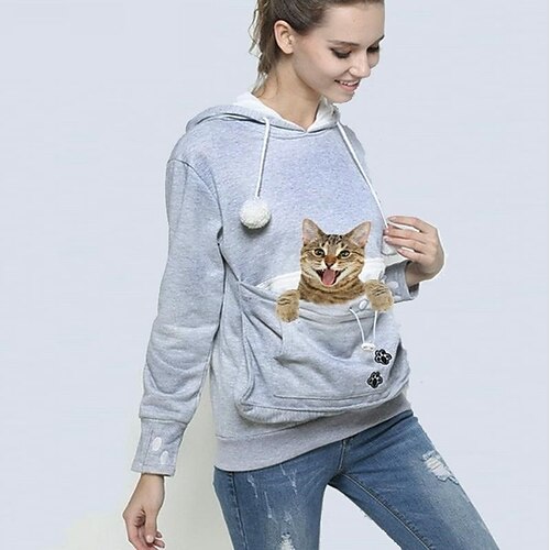 

Dog Rabbits Cat Pet Pouch Hoodie Warm Soft Washable Solid Colored Terylene Cotton Black Gray