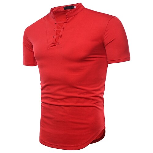 

Per uomo maglietta Camicia Pop art Tinta unita A V scollato Rosso Grigio scuro Feste Giornaliero Manica corta Lacci Abbigliamento Streetwear Essenziale