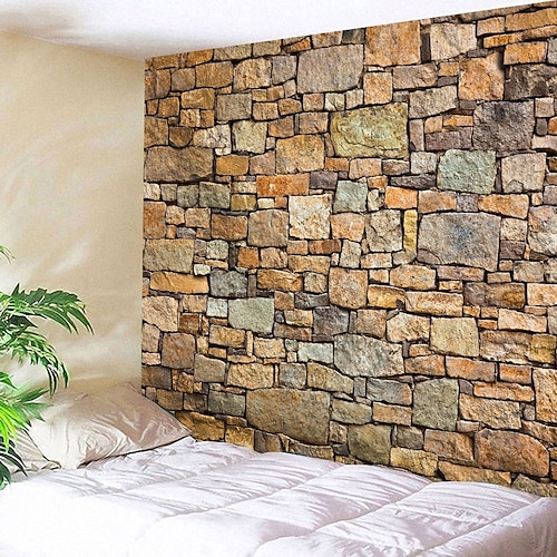 

Wall Tapestry Art Decor Blanket Curtain Picnic Tablecloth Hanging Home Bedroom Living Room Dorm Decoration Architecture Wall Vintage Rustic Brick Rock Masonry