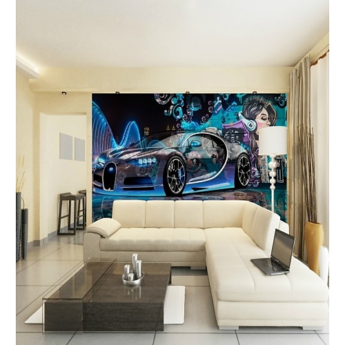 

Mural Wallpaper Wall Sticker Covering Print Adhesive Required Car Bugatti Style Canvas Home Décor