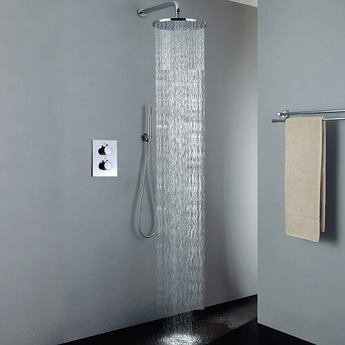 

Shower Faucet - Contemporary Chrome Wall Mounted Ceramic Valve / Brass / Two Handles Three Holes