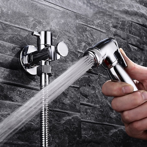 messing badkamer wastafel kraan, enkele handgreep een gat zelfreinigende handheld bidet sproeier met alleen koud water