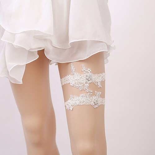 

Lace Classic Jewelry / Vintage Style Wedding Garter With Rhinestone / Pearl Garters Wedding / Party & Evening