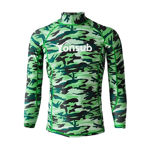 

YON SUB Men's Rash Guard UV Sun Protection UPF50 Breathable Long Sleeve Sun Shirt Swim Shirt Swimming Surfing Beach Water Sports Camo / Camouflage Summer / Stretchy / Lightweight / Quick Dry