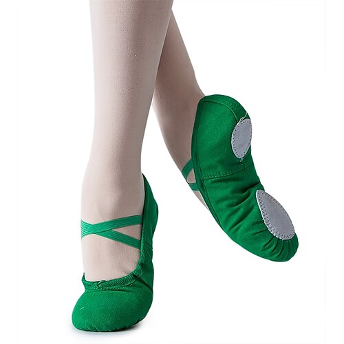 

Girls' Ballet Shoes Practice Trainning Dance Shoes Indoor Flat Flat Heel Elastic Band Slip-on Teenager Dark Green Red
