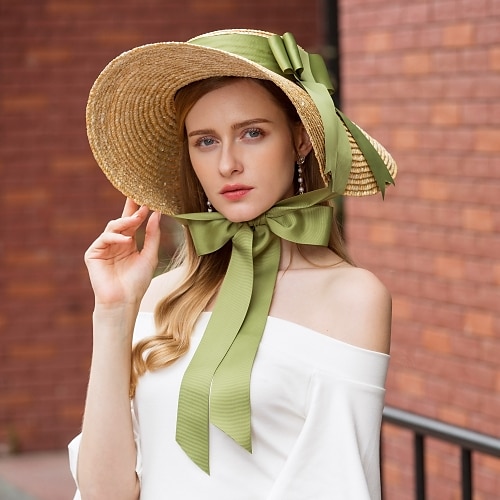 

Natural Fiber Kentucky Derby Hat / Hats with Ribbons / Plain Top 1pc Casual / Daily Wear Headpiece