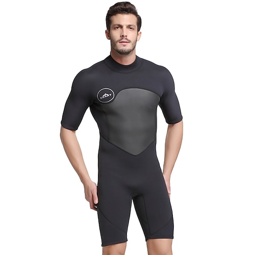 

SBART Men's Shorty Wetsuit 2mm SCR Neoprene Diving Suit Thermal Warm UV Sun Protection Quick Dry High Elasticity Half Sleeve Back Zip - Swimming Diving Surfing Scuba Patchwork Spring Summer Autumn