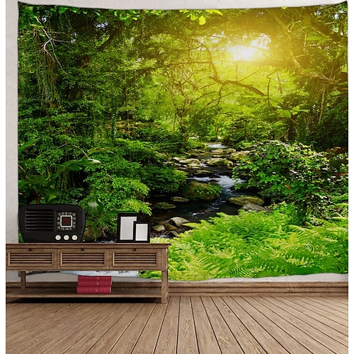 

Wall Tapestry Art Decor Blanket Curtain Picnic Tablecloth Hanging Home Bedroom Living Room Dorm Decoration Nature Landscape Forest Tree River Sun