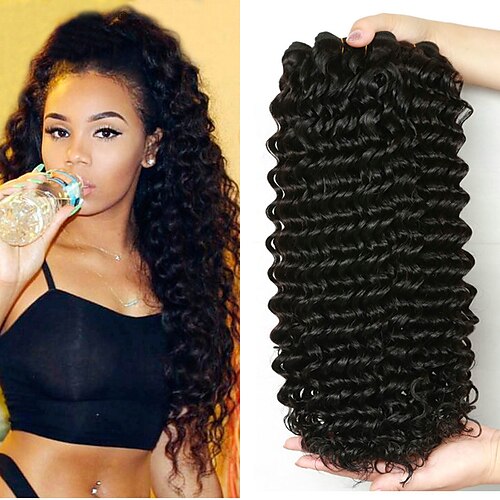 

Indian Hair Deep wave Human Hair 8-28 inch Extensions Natural Color Hair Weaves 3 Bundles Human Hair Weaves Best Quality New