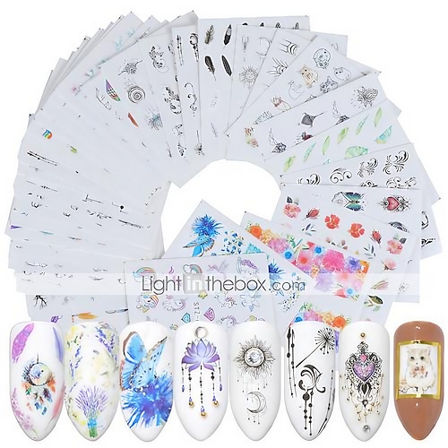 

40 Pcs Full Nail Stickers Nail Art Manicure Pedicure Creative Nail Decals Daily Wear / Festival Christmas Nails Xmas Nails Christmas Nail Wrap Christmas Nail Stickers