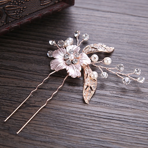 

Rhinestone / Copper wire Headpiece / Hair Stick / Hair Pin with Rhinestone / Floral / Pearls 1 PC Wedding / Party / Evening Headpiece