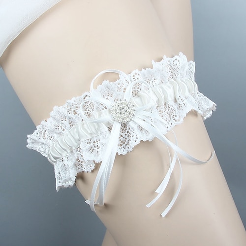 

Chiffon Satin / Lace Classic Jewelry / Vintage Style Wedding Garter With Rhinestone / Bowknot / Ruffle Garters Wedding / Party & Evening