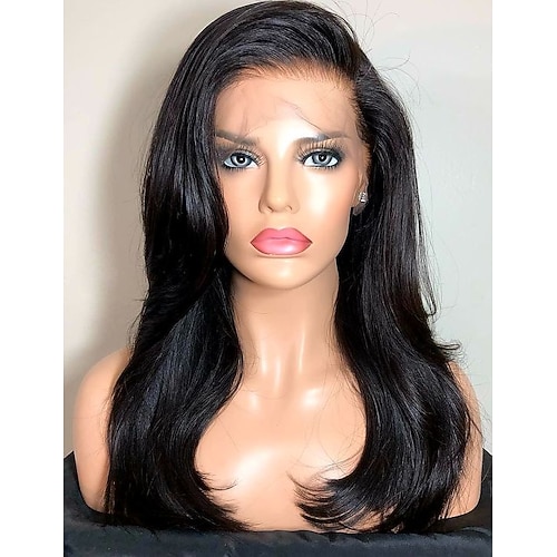 

Remy Human Hair 13x4 Lace Front Wig Side Part Brazilian Hair Straight Wig 130% Density with Baby Hair Natural Hairline Bleached Knots For Women's Long Human Hair Lace Wig