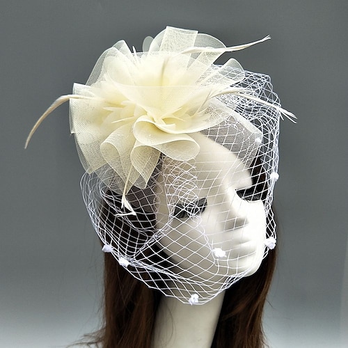 

Fjer / Net Kentucky Derby Hat / fascinators / Hatte med Fjer / Blomster / Blomst 1 stk Bryllup / Speciel Lejlighed / Ladies Day Medaljon