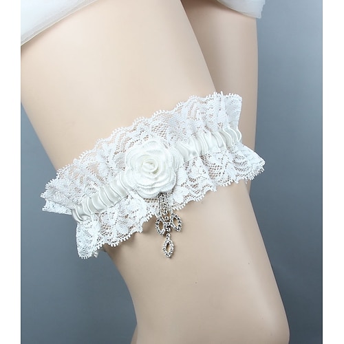

Chiffon Satin / Lace Classic Jewelry / Vintage Style Wedding Garter With Rhinestone / Floral / Ruffle Garters Wedding / Party & Evening
