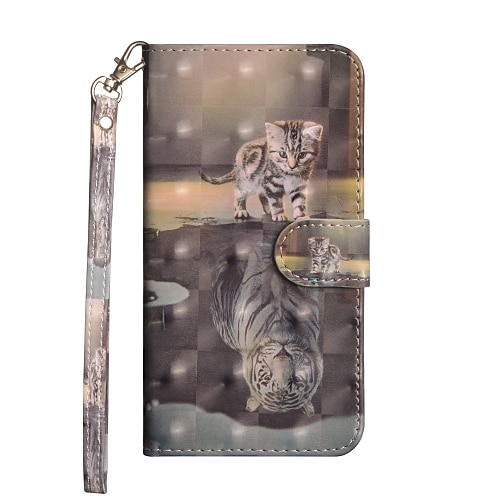 

Phone Case For Huawei Full Body Case Leather Wallet Card P20 P20 Pro P20 lite P9 lite mini Huawei Y5 2019 Y5p Wallet Card Holder with Stand Animal Hard PU Leather