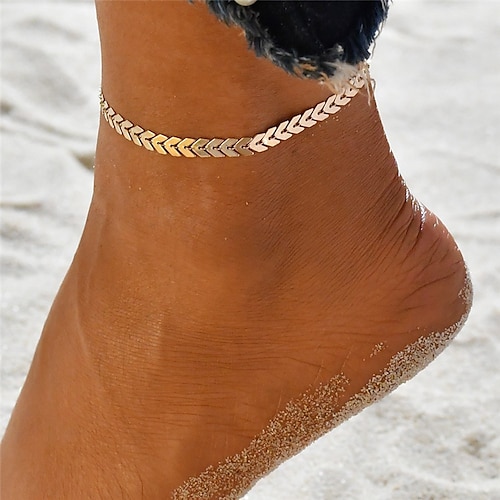 

Anklet Ankle Bracelet Ladies Unique Design Bohemian Women's Body Jewelry For Holiday Going out Yoga Alloy Wave Silver Gold 1pc