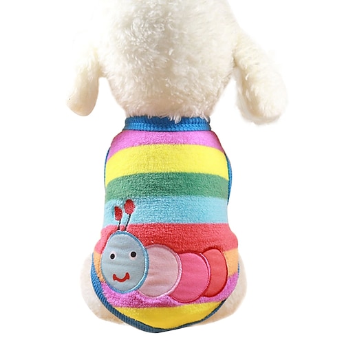 

Dog Cat Pets Sweater Sweatshirt Jumpsuit Cartoon Character Animal Sports & Outdoors Casual / Sporty Dog Clothes Puppy Clothes Dog Outfits Rainbow Stripe White Costume for Girl and Boy Dog 100% Coral