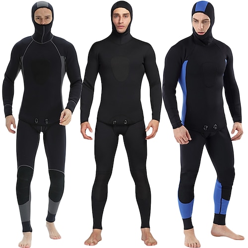 

MYLEDI Men's Full Wetsuit 3mm SCR Neoprene Diving Suit Thermal Warm UPF50 Anatomic Design High Elasticity Long Sleeve 2 Piece Hooded - Swimming Diving Surfing Scuba Solid Color Spring Summer Winter