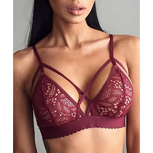 

Women's Wireless Bras 3/4 Cup Solid Colored Pure Color Hook & Eye Polyester Sexy 1PC Green Black / Normal