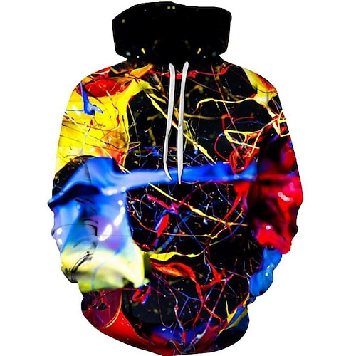 

Men's Hoodie Rainbow Black Hooded 3D Print Halloween Daily Going out Plus Size Active Winter Fall Clothing Apparel Hoodies Sweatshirts Long Sleeve Loose Fit