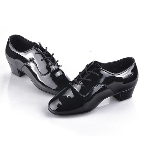 

Boys Latin Shoes Ballroom Shoes Practice Trainning Dance Shoes Performance Practice Lace Up Heel Thick Heel Black