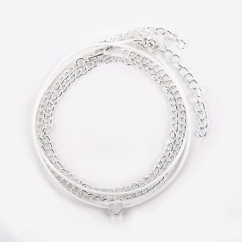 Ankle Bracelet feet jewelry Ladies Fashion Korean Women's Body Jewelry For Daily Going out Layered Stacking Stackable Cotton Alloy Heart Silver 1pc
