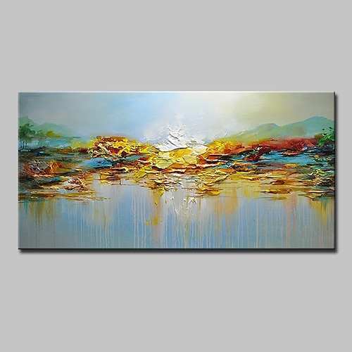 

Oil Painting Handmade Hand Painted Wall Art Mountain Lake Landscape Home Decoration Décor Stretched Frame Ready to Hang