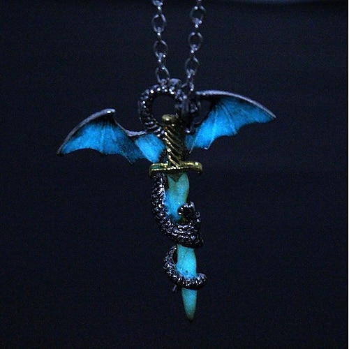 

1pc Pendant Necklace Chain Necklace For Men's Street Club Cosplay Costumes Alloy Stylish Trace Dragon Wings